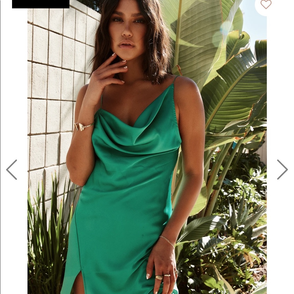 Stunning Emerald Silk backless mini dress